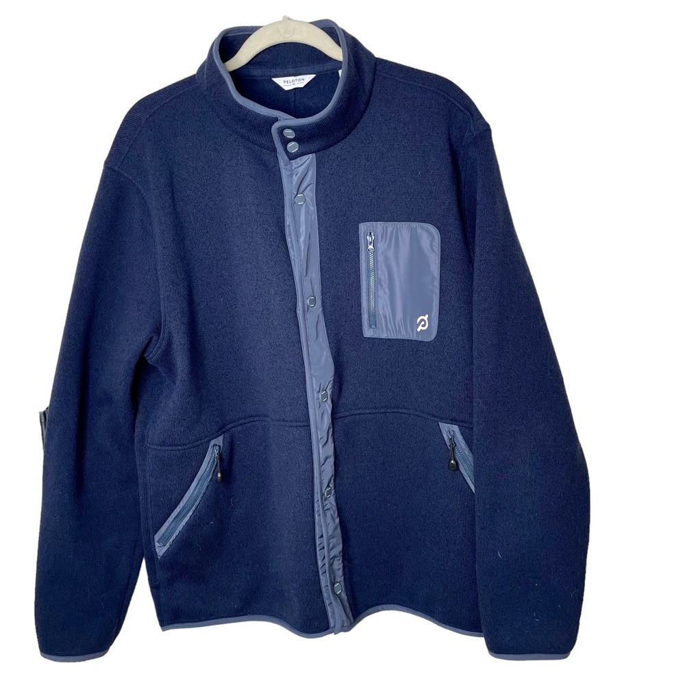 Peloton Navy Blue Knit Snap Front Logo Jacket‎ in Size Extra Large